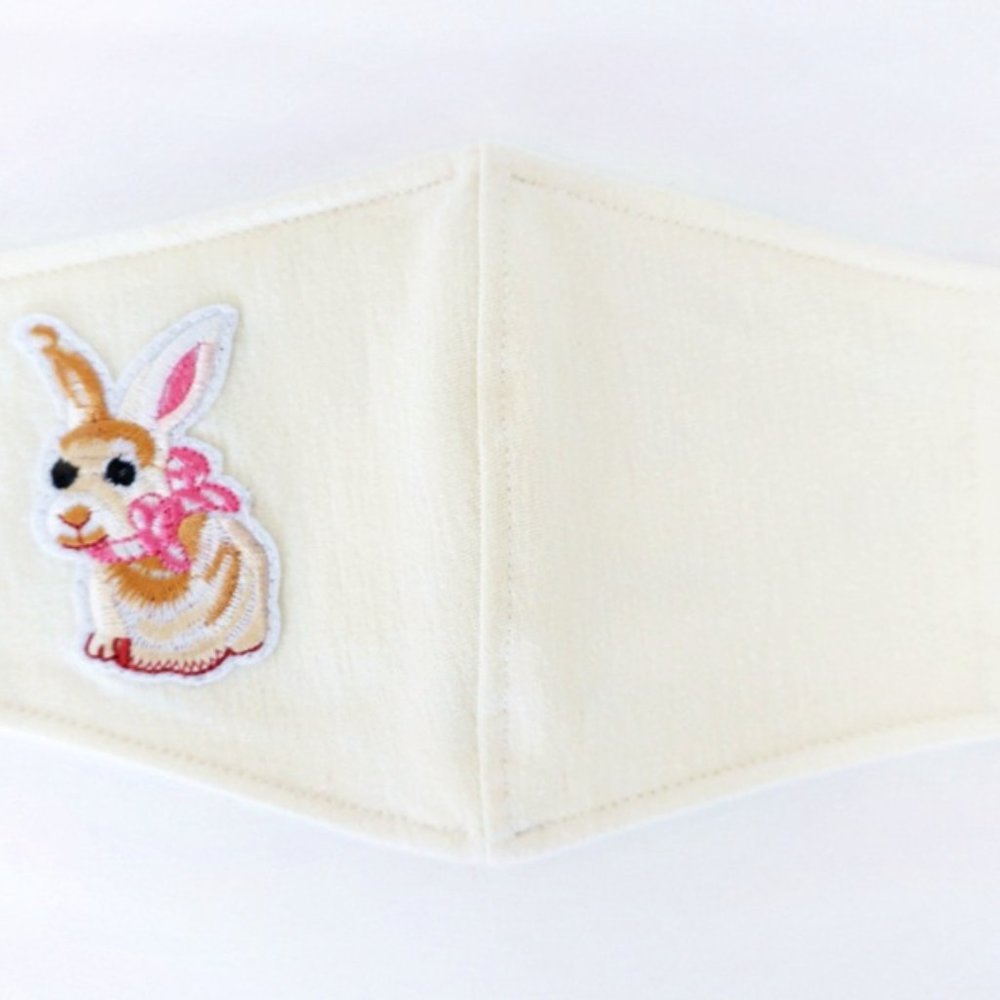 Ivory Bunny Rabbit Patch Face Mask - Picture 2 of 2